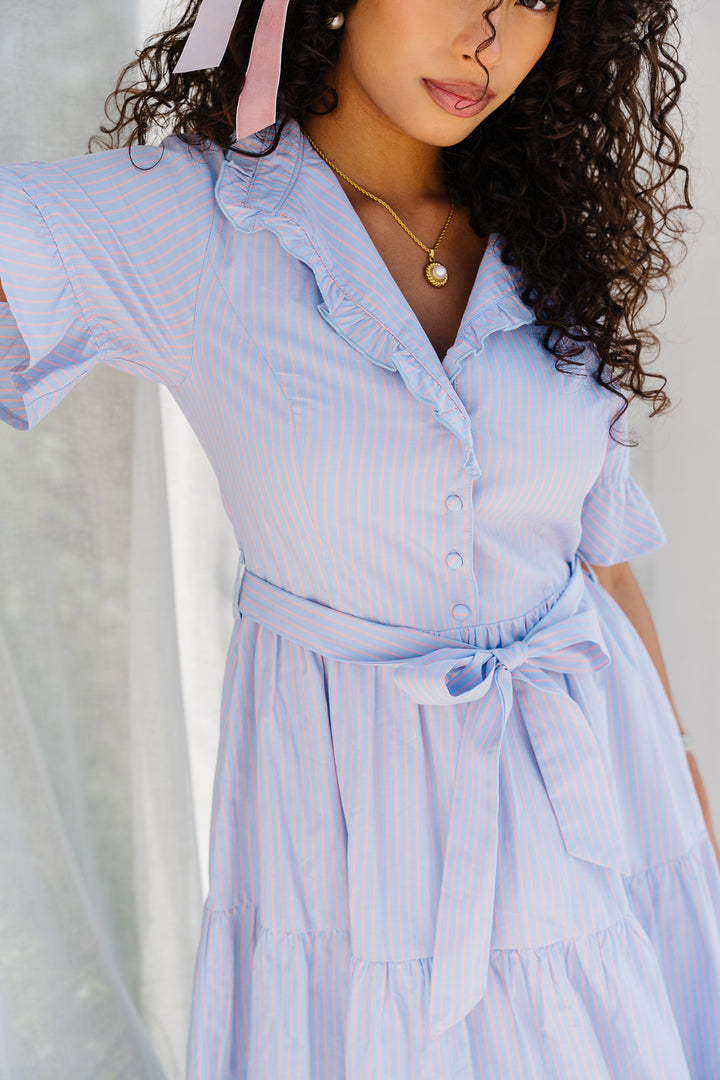 Sutton Dress in Pinstripe - FINAL SALE