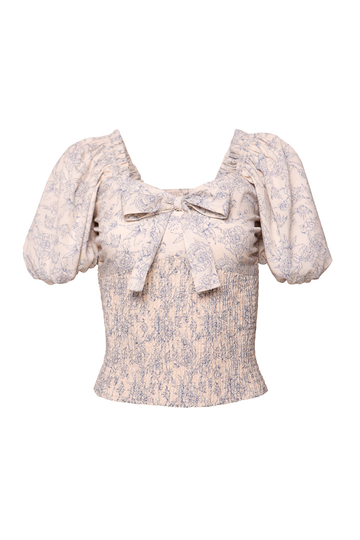 Suzie Blouse in Etched Blue Floral