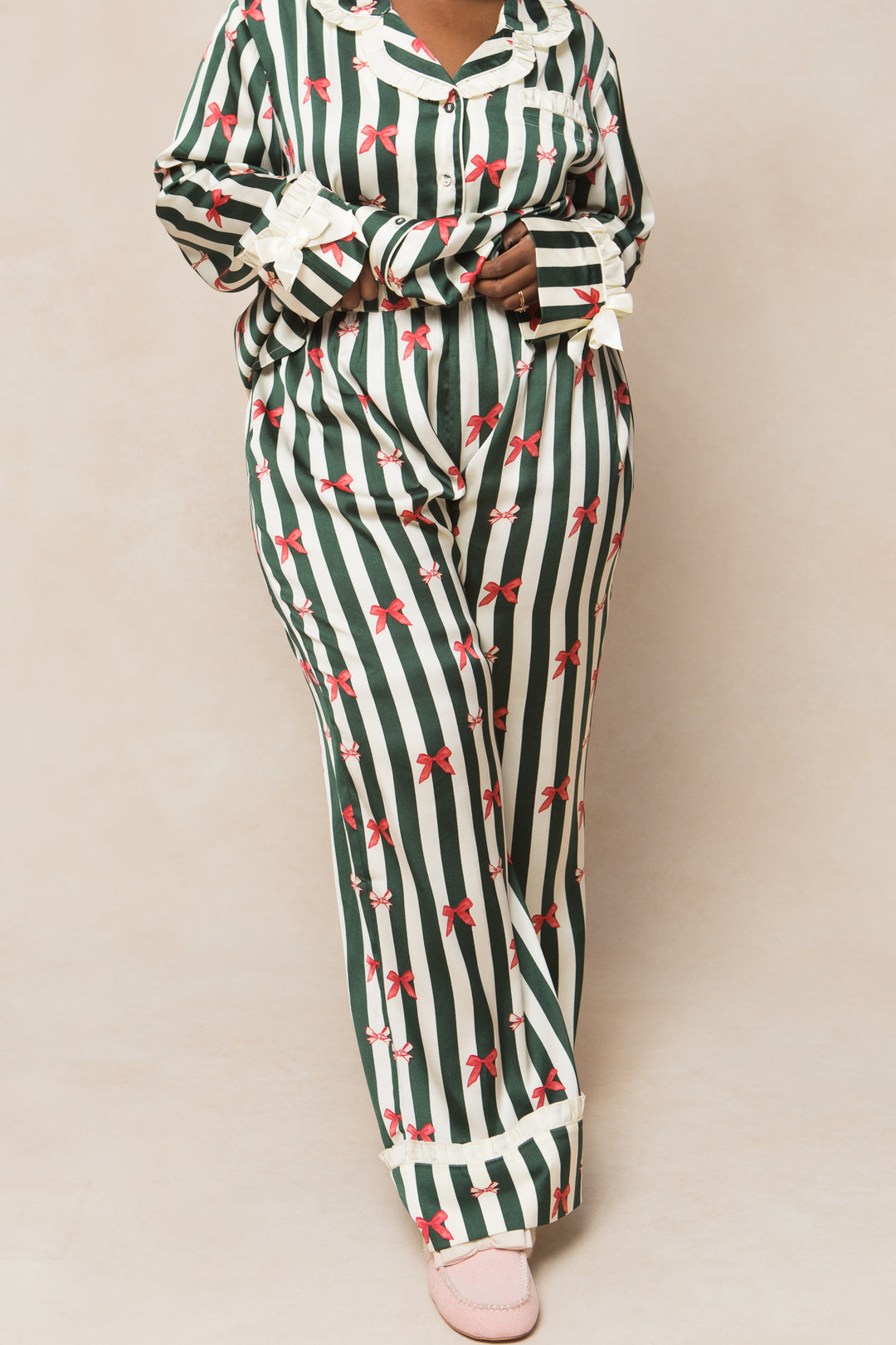 Sylvia Pajama Set in Bows and Stripes - FINAL SALE