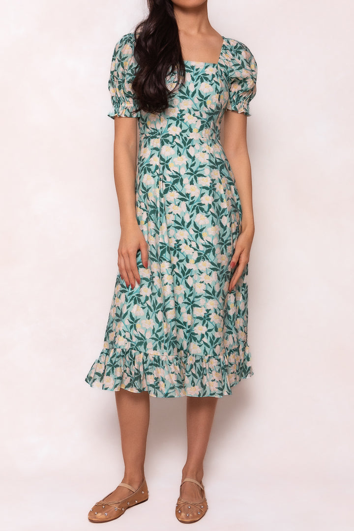 Tamara Dress in Green Floral - FINAL SALE