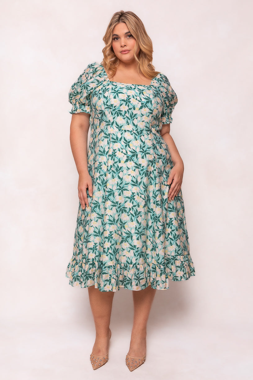 Tamara Dress in Green Floral - FINAL SALE