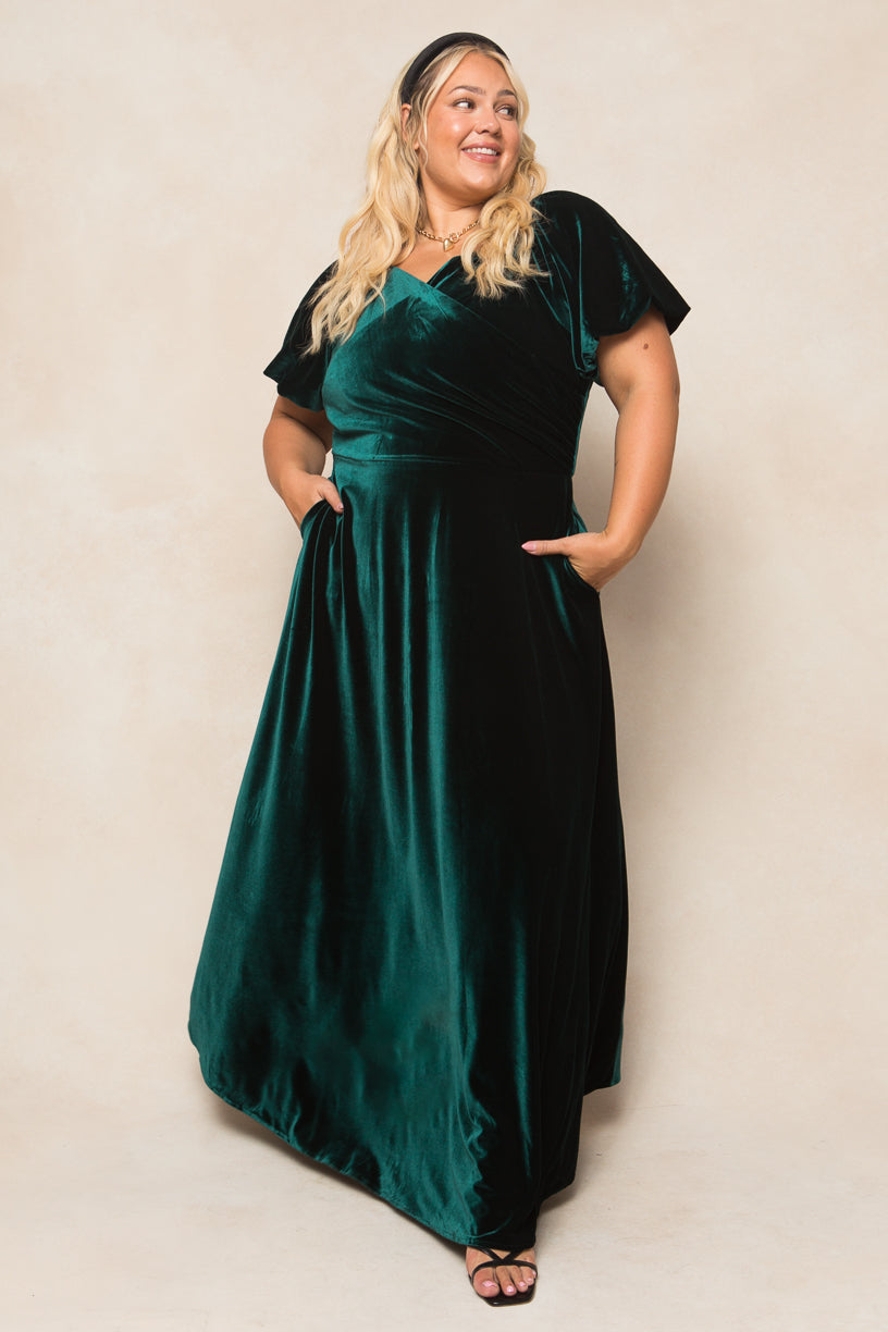 Tessie Dress in Emerald Velvet