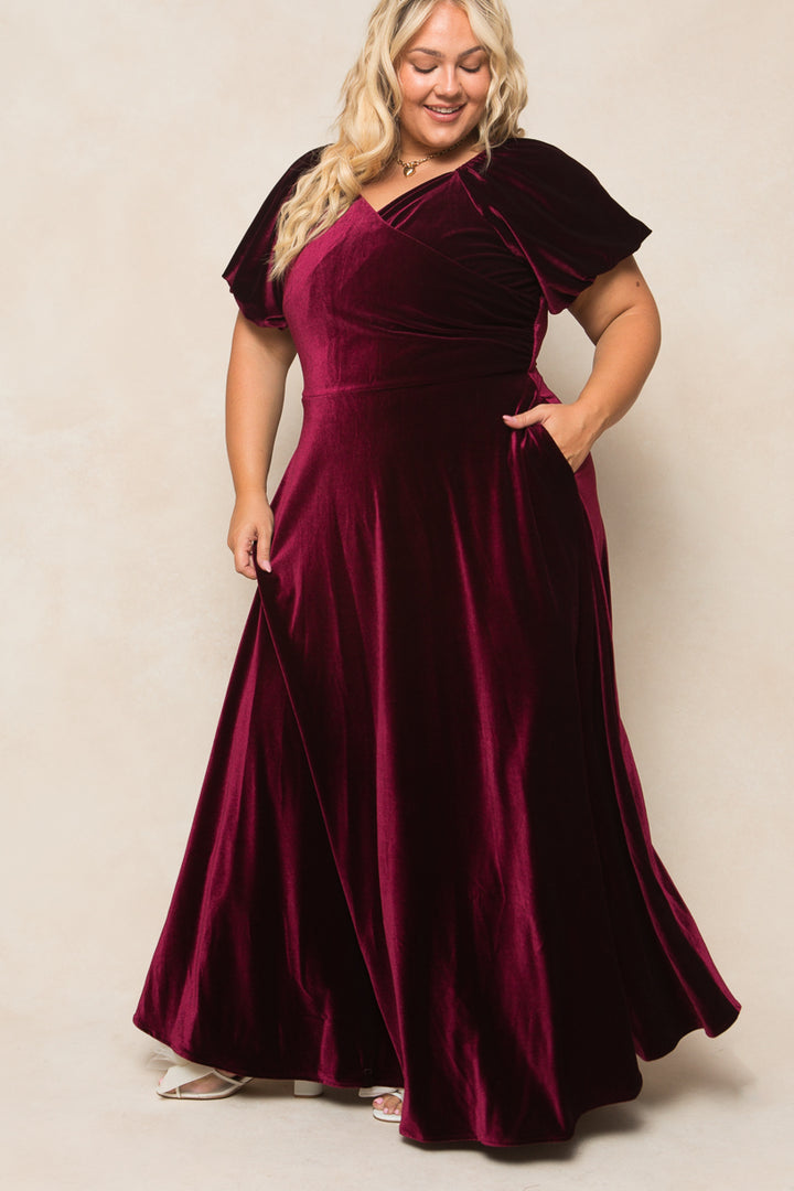 Tessie Dress in Wine Velvet