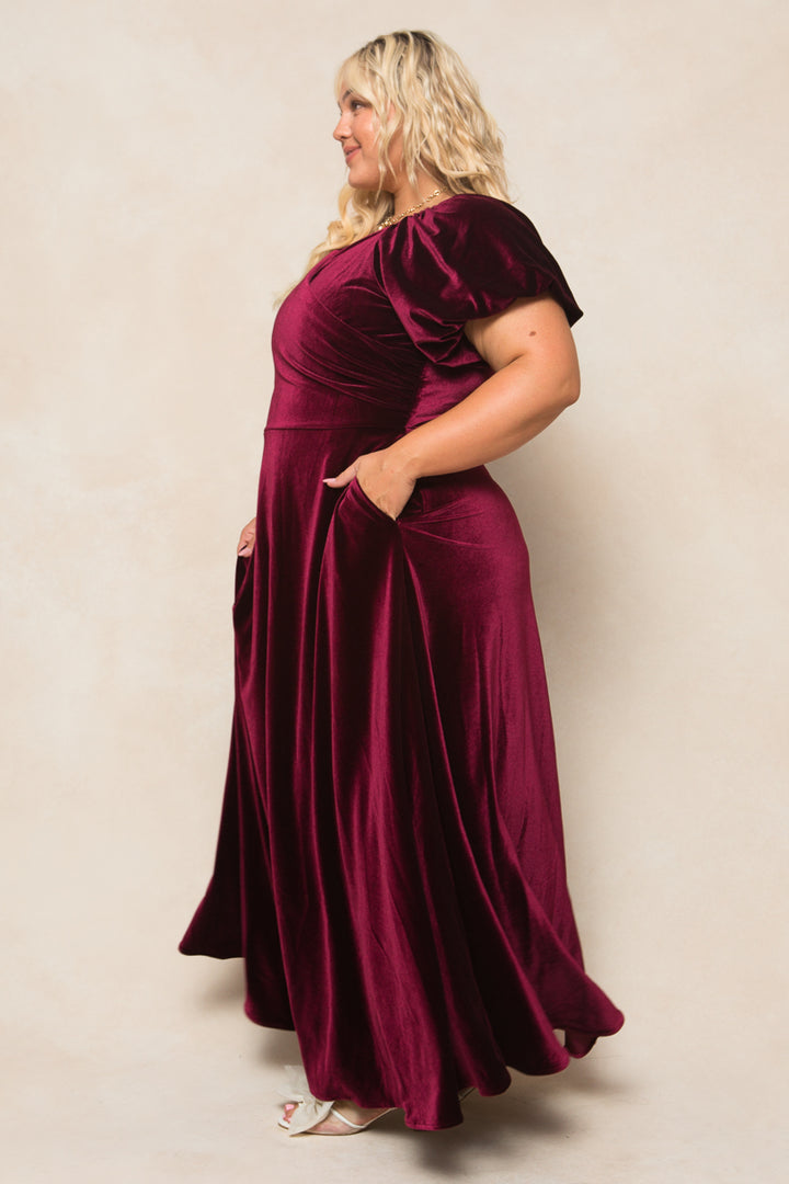 Tessie Dress in Wine Velvet