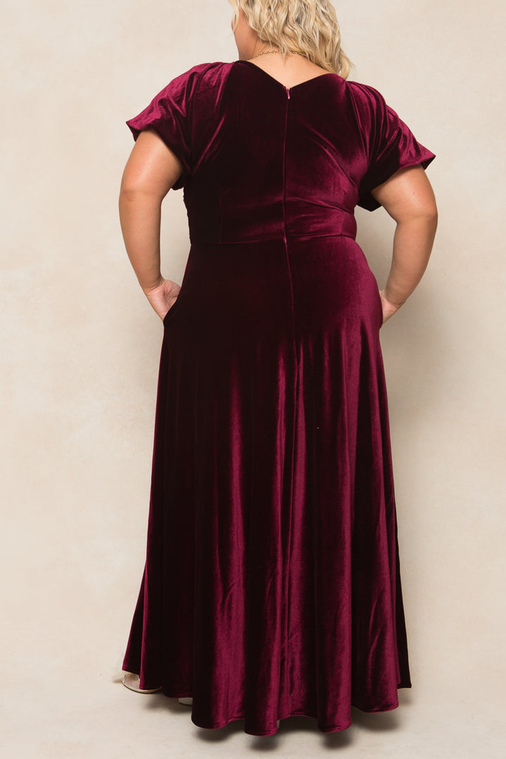 Tessie Dress in Wine Velvet