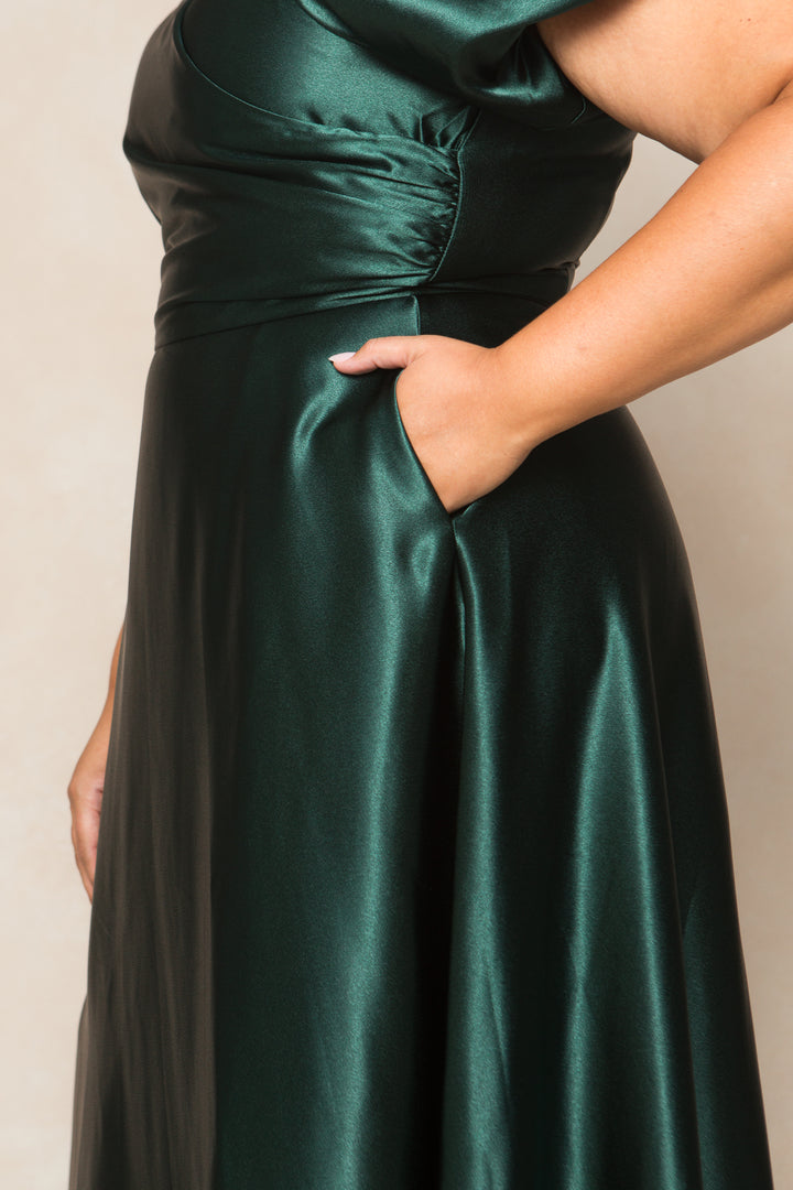 Tessie Dress in Emerald Satin