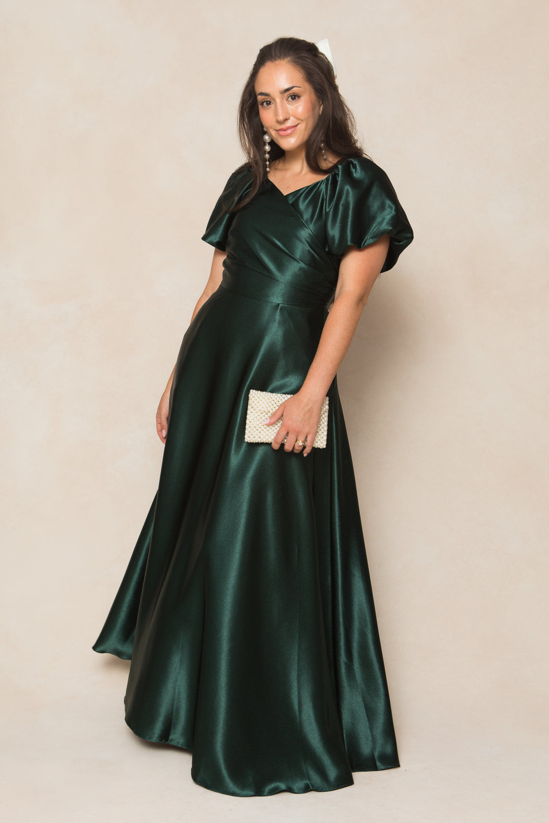 Tessie Dress in Emerald Satin