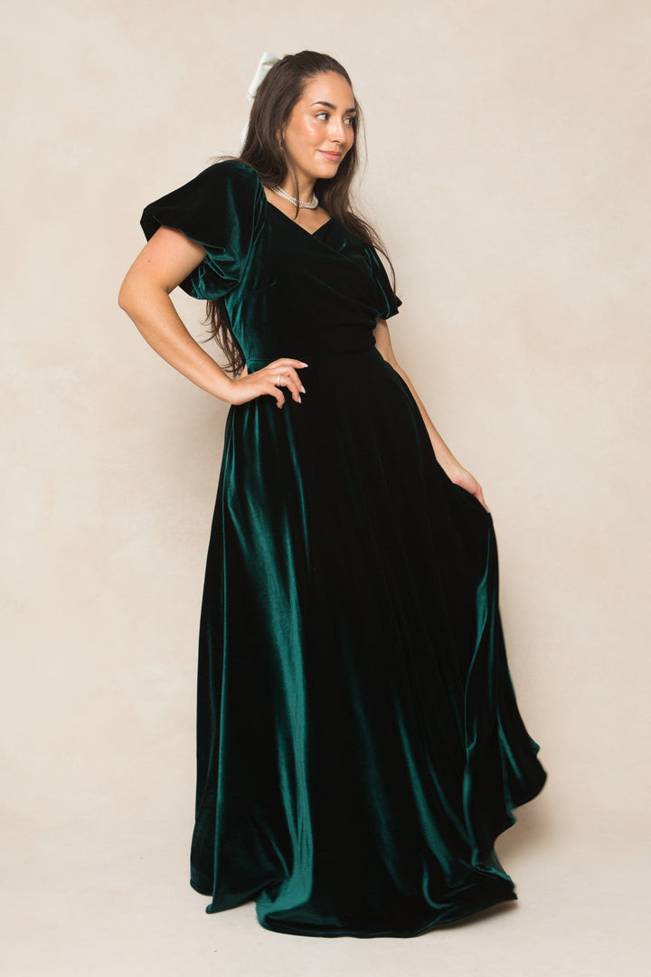 Tessie Dress in Emerald Velvet