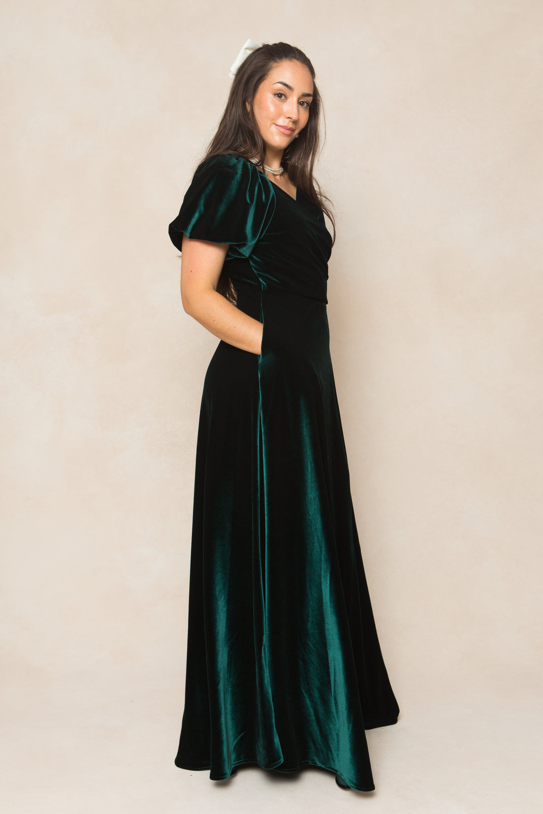 Tessie Dress in Emerald Velvet