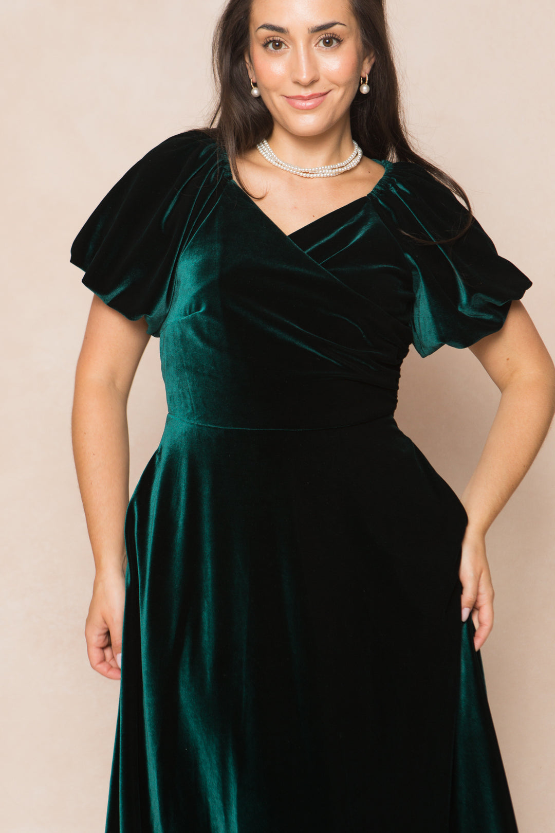 Tessie Dress in Emerald Velvet