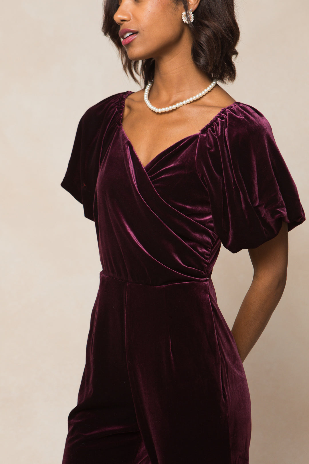 Tessie Jumpsuit in Purple Velvet - FINAL SALE