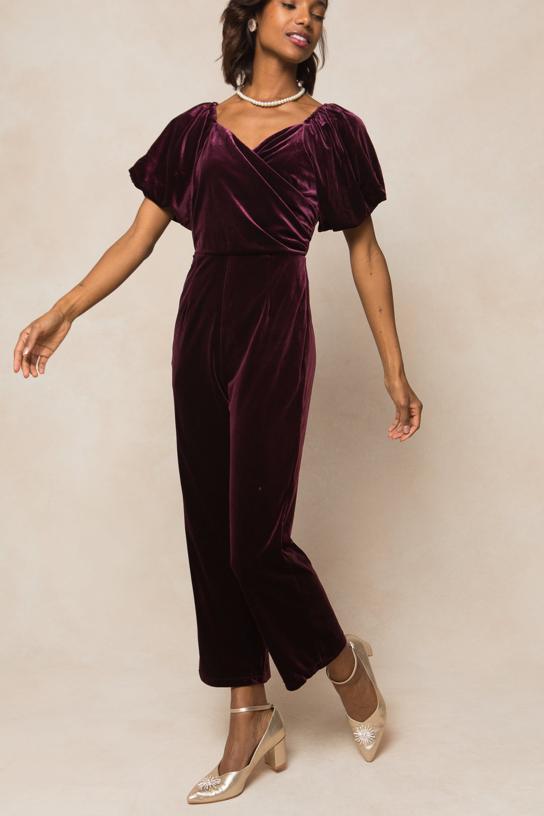 Tessie Jumpsuit in Purple Velvet - FINAL SALE