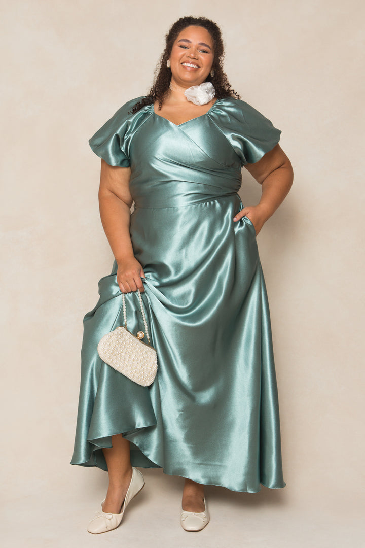 Tessie Dress in Seaglass Satin