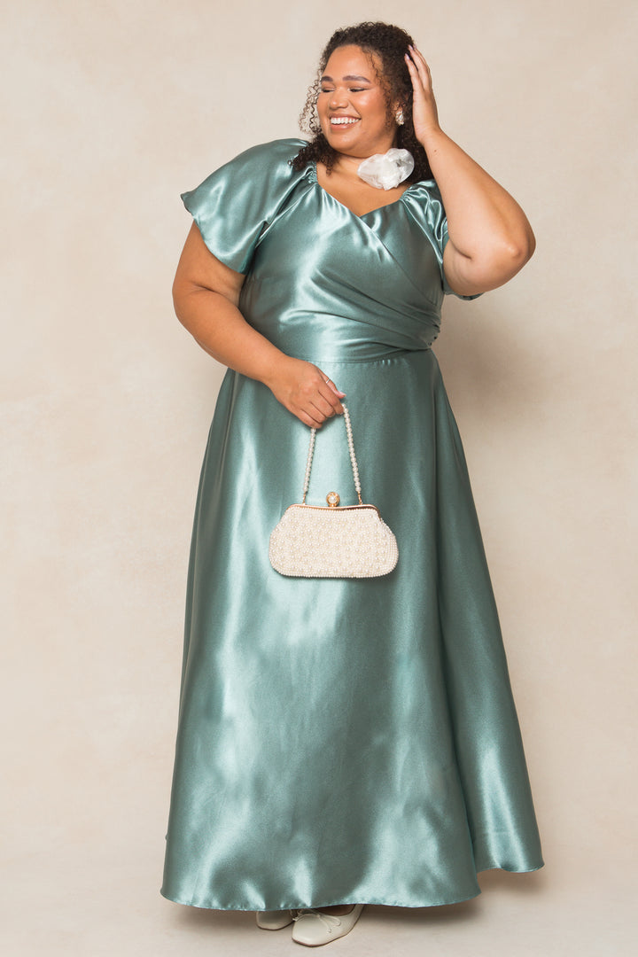 Tessie Dress in Seaglass Satin