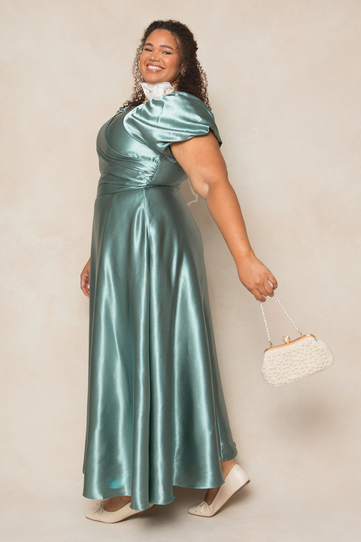 Tessie Dress in Seaglass Satin