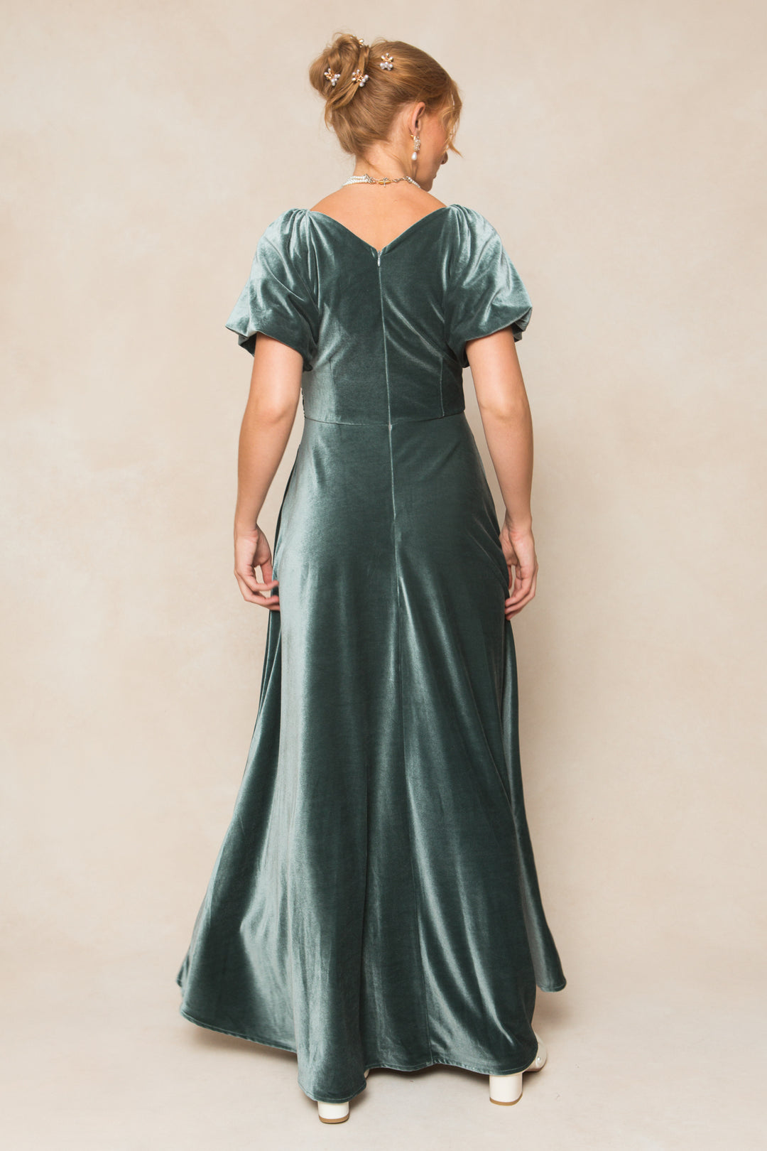 Tessie Dress in Seaglass Velvet