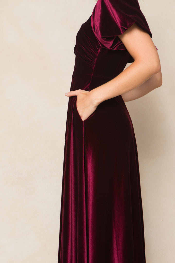 Tessie Dress in Wine Velvet