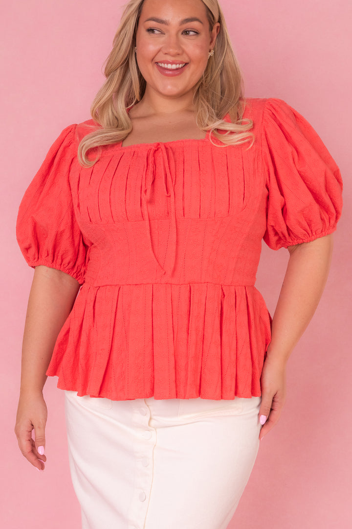 Thea Top in Coral - FINAL SALE