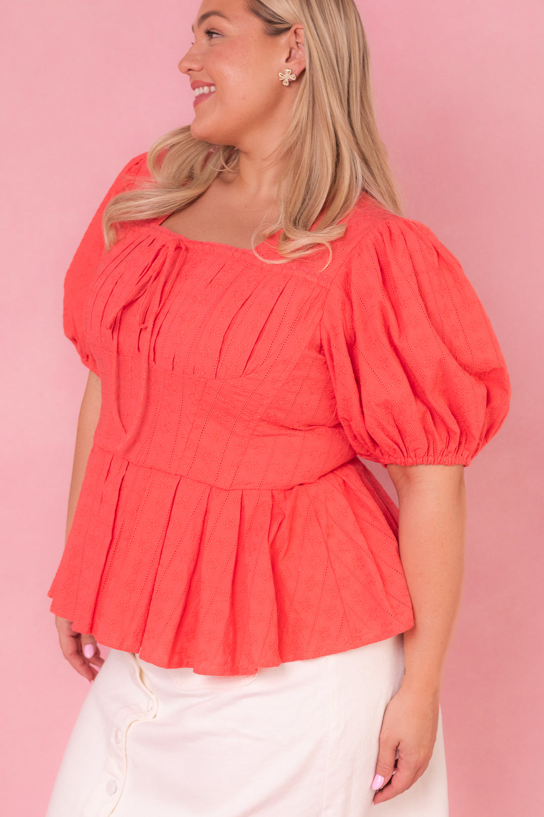 Thea Top in Coral - FINAL SALE