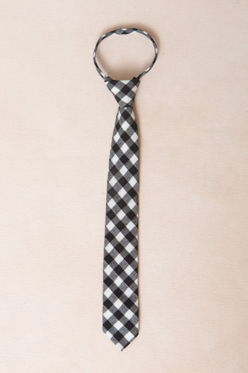 Boys Max Tie in Cupcake Black Gingham - FINAL SALE