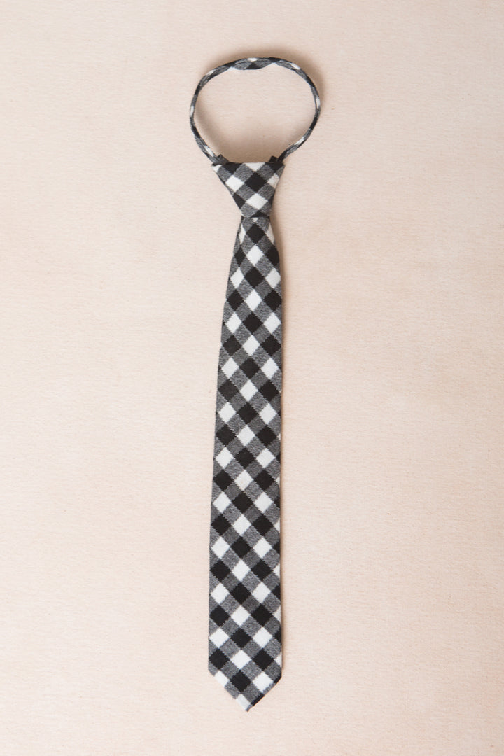 Boys Max Tie in Cupcake Black Gingham - FINAL SALE