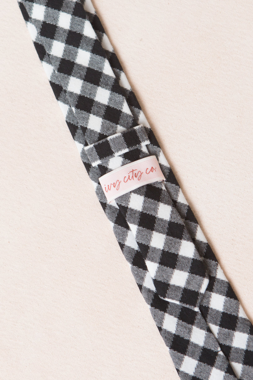 Mens Max Tie in Cupcake Black Gingham - FINAL SALE