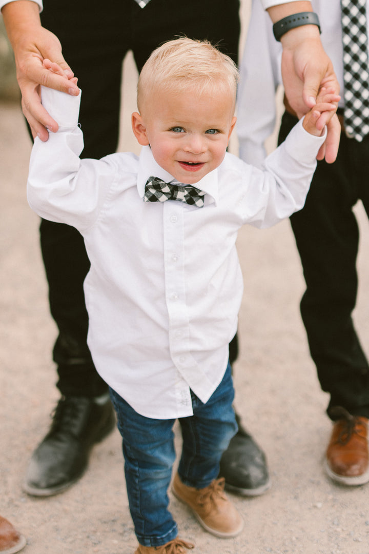 Baby Boys Henry Bow Tie in Cupcake Black Gingham - FINAL SALE