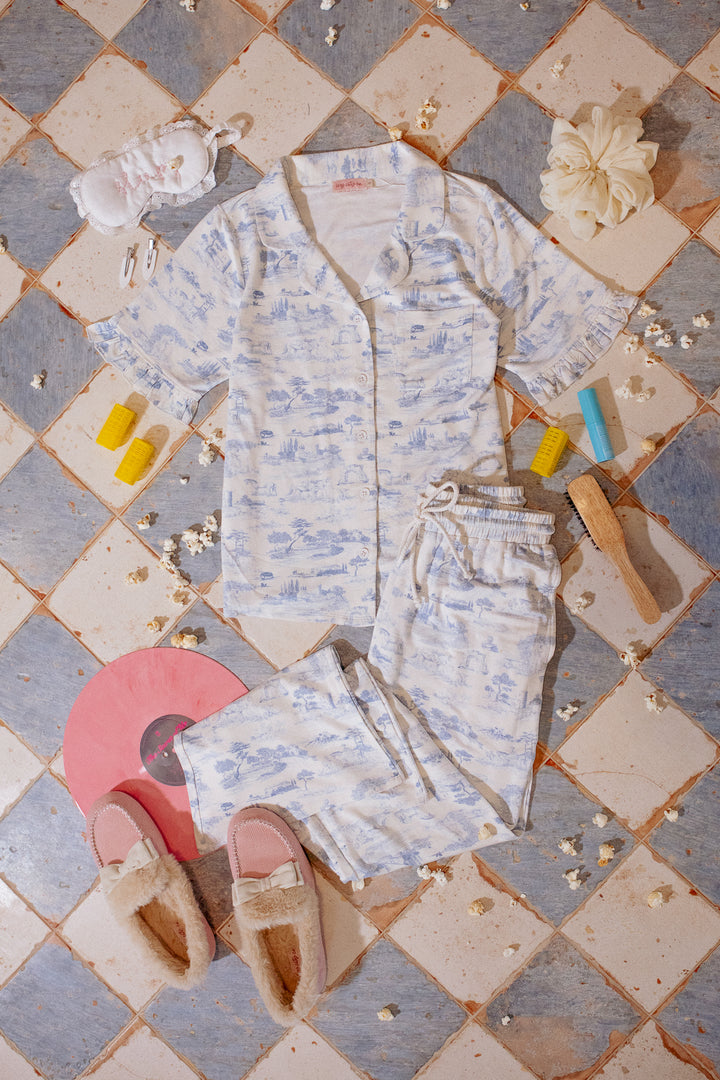 Tiffany Pajama Set in Blue Toile