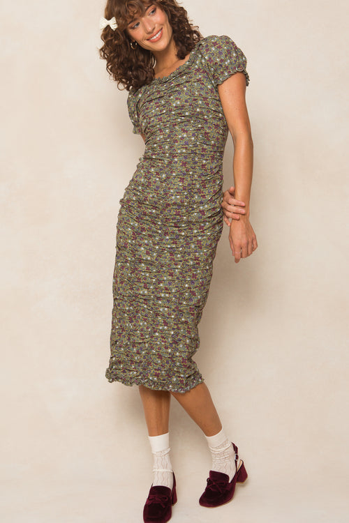 Vivi Dress in Green Floral - FINAL SALE