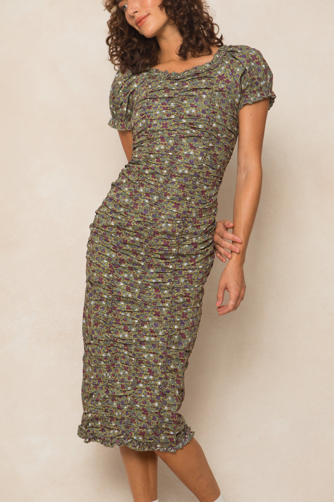 Vivi Dress in Green Floral - FINAL SALE