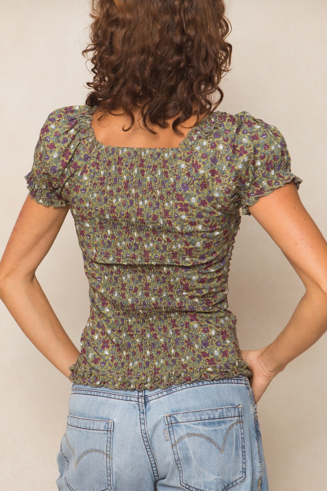 Vivi Top in Green Floral - FINAL SALE