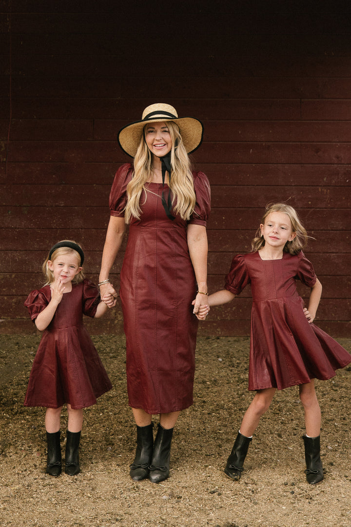 Mini Bebe Vegan Leather Dress in Oxblood - FINAL SALE