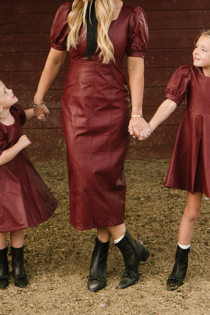 Bebe Vegan Leather Dress in Oxblood - FINAL SALE