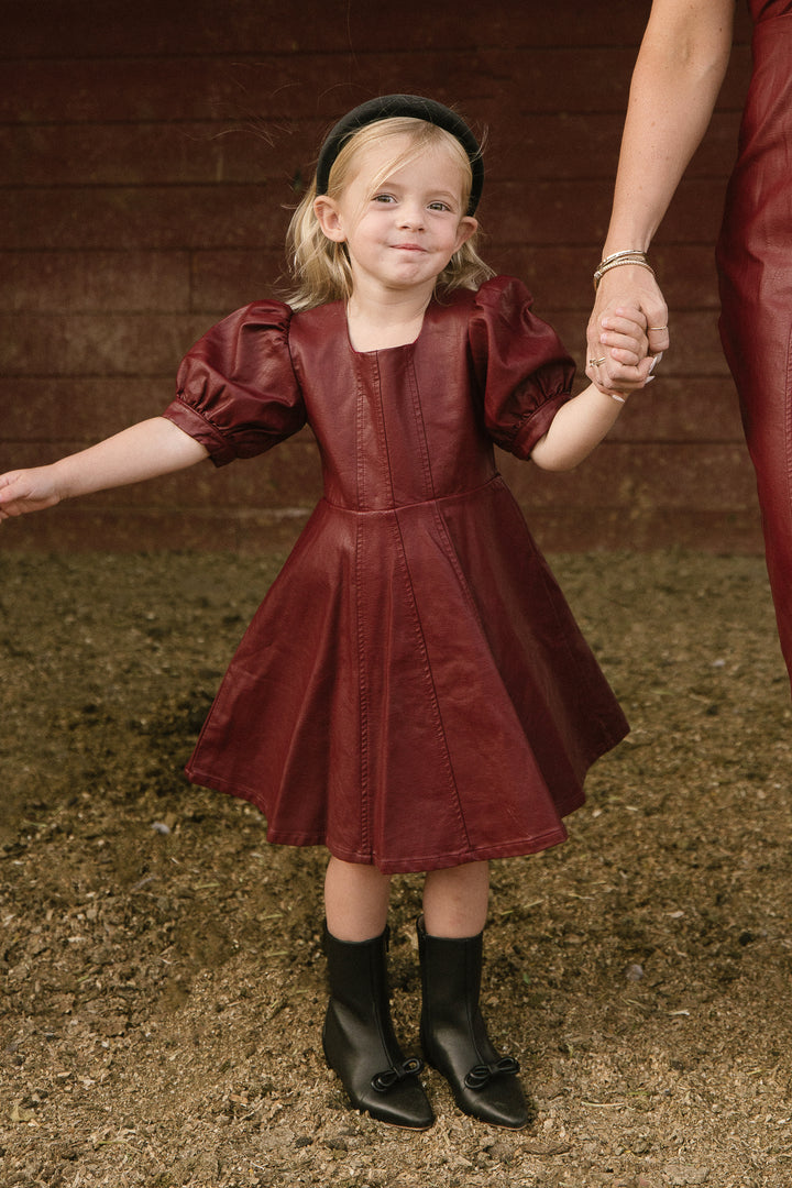 Mini Bebe Vegan Leather Dress in Oxblood - FINAL SALE