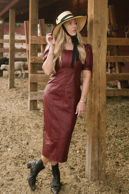 Bebe Vegan Leather Dress in Oxblood - FINAL SALE