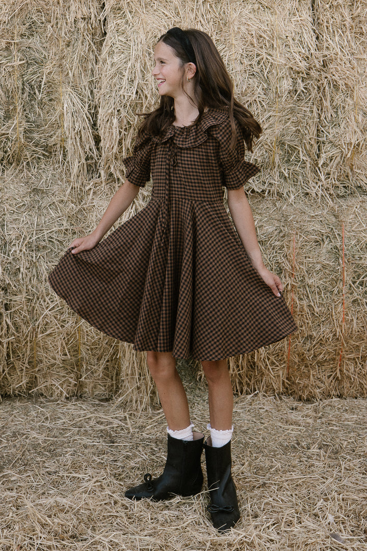 Mini Maple Dress in Brown Gingham - FINAL SALE