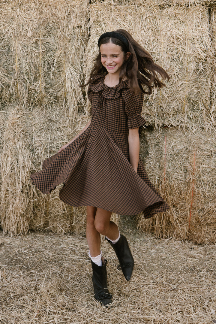 Mini Maple Dress in Brown Gingham - FINAL SALE