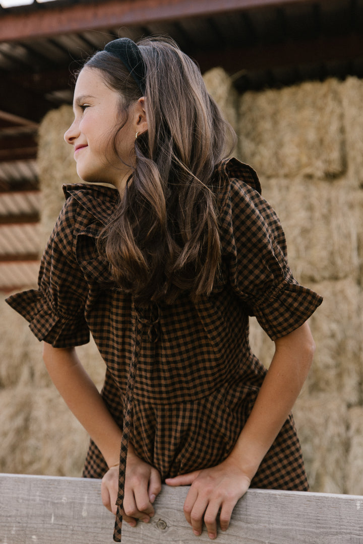 Mini Maple Dress in Brown Gingham - FINAL SALE