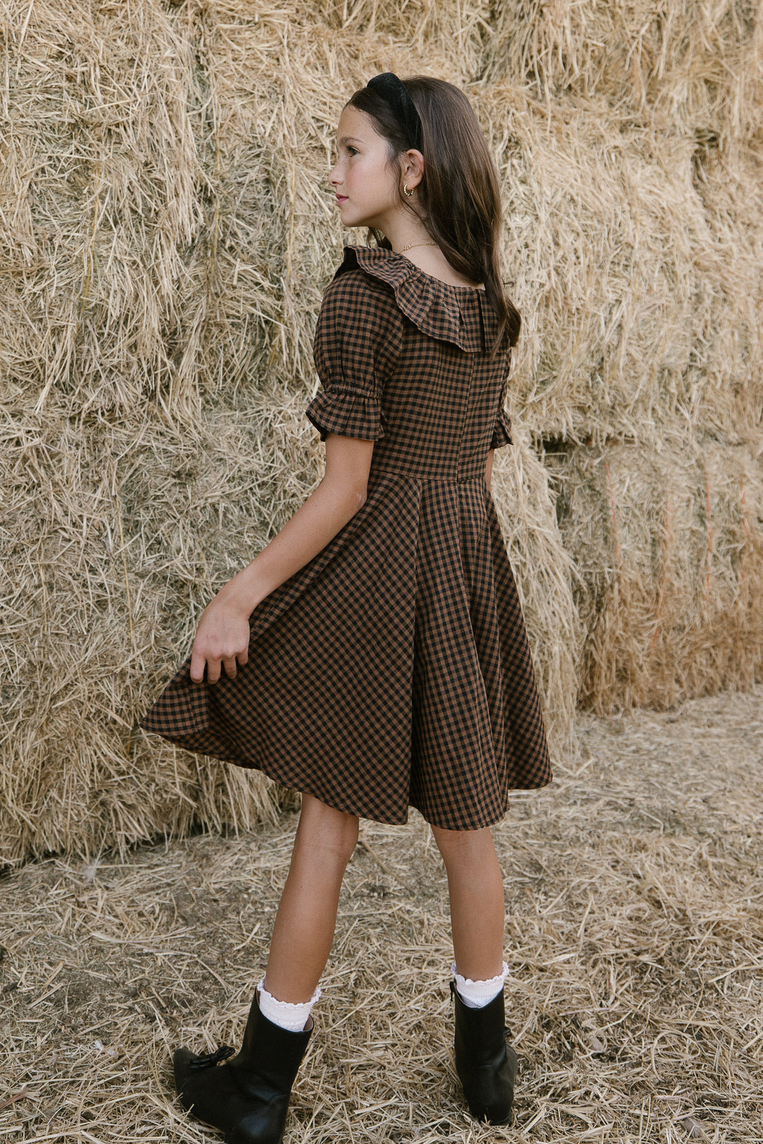 Mini Maple Dress in Brown Gingham - FINAL SALE