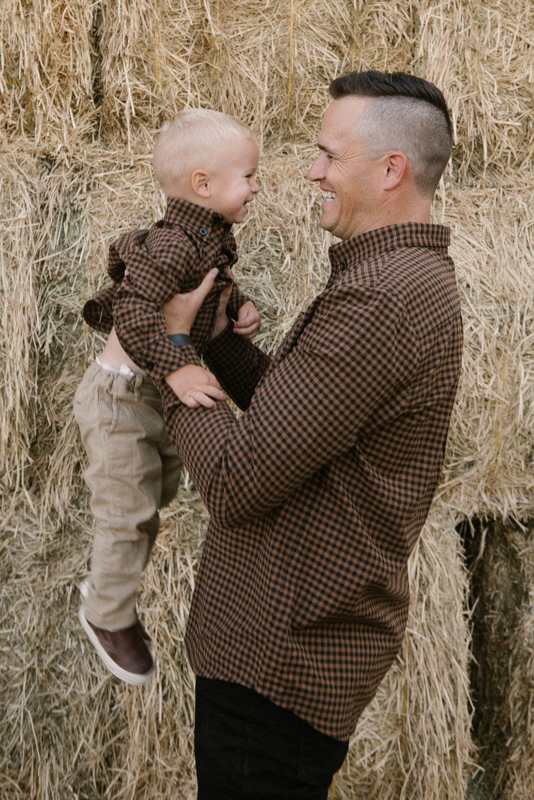 Mens John Shirt in Maple Brown Gingham - FINAL SALE