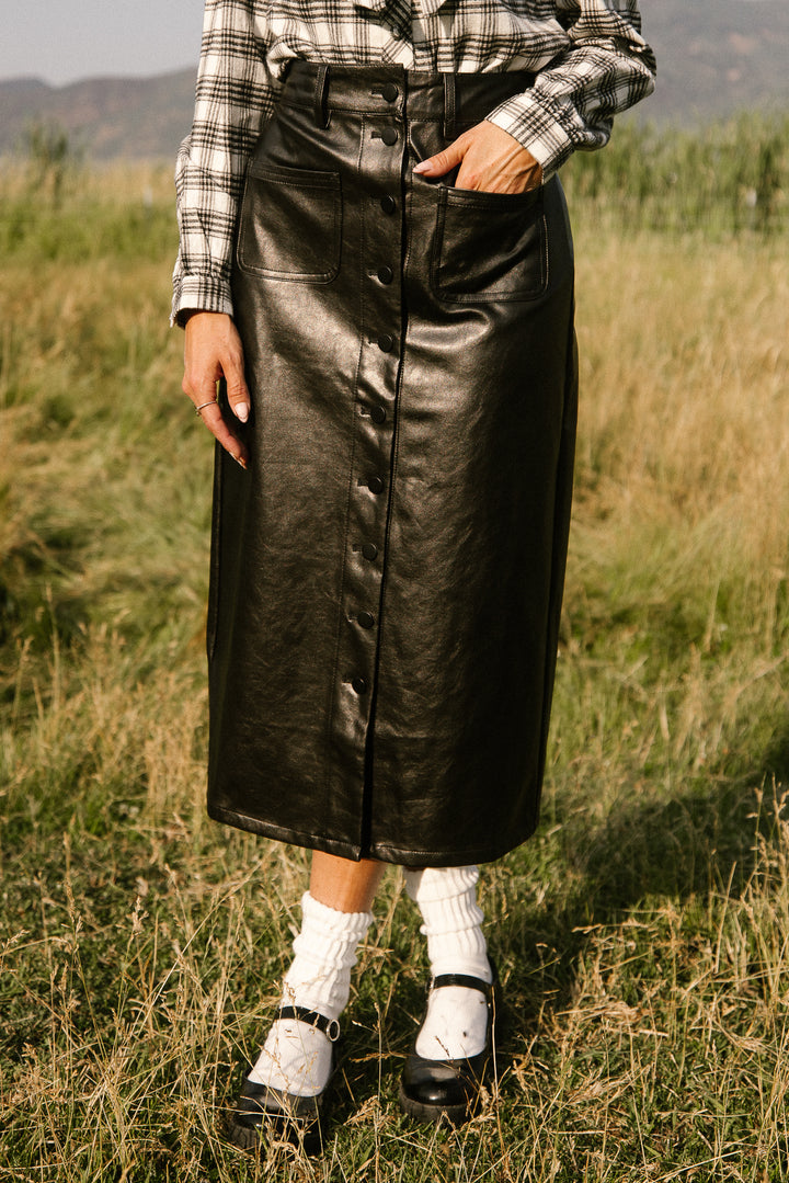 Emma Vegan Leather Skirt in Black - FINAL SALE