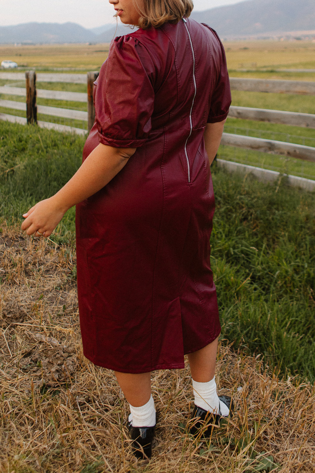 Bebe Vegan Leather Dress in Oxblood - FINAL SALE