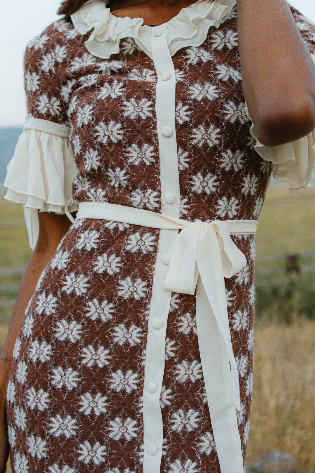 Becca Crochet Dress in Brown - FINAL SALE