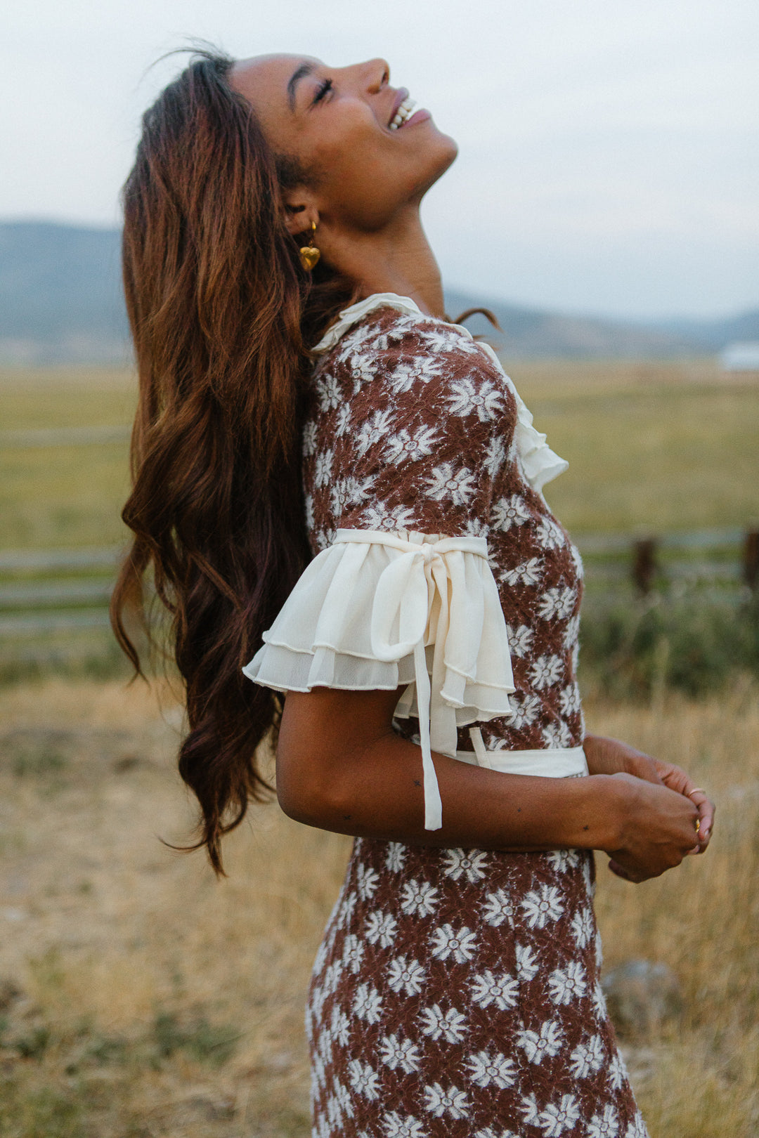 Becca Crochet Dress in Brown - FINAL SALE