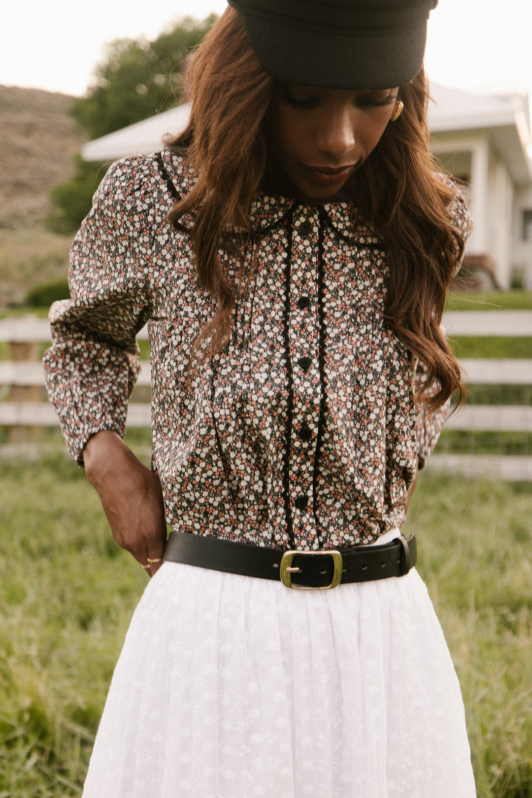 Betty Long Sleeve Blouse in Dark Floral - FINAL SALE