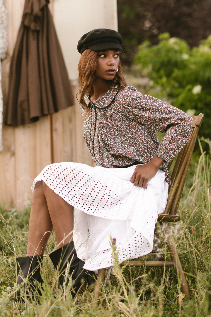 Betty Long Sleeve Blouse in Dark Floral - FINAL SALE