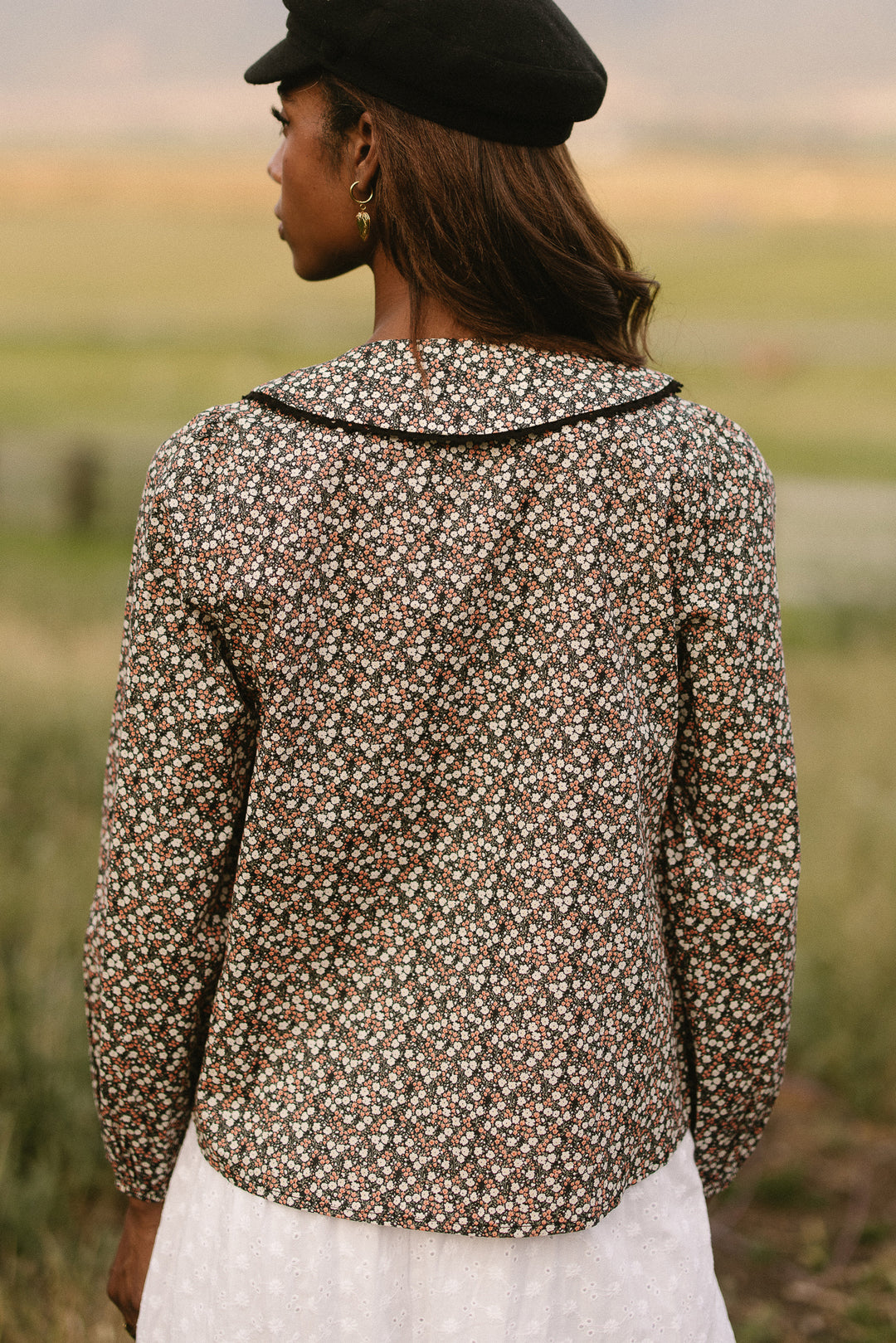 Betty Long Sleeve Blouse in Dark Floral - FINAL SALE