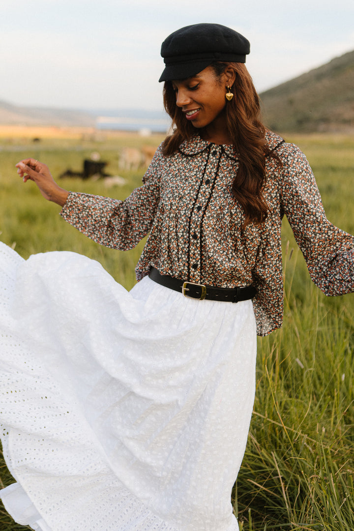 Betty Long Sleeve Blouse in Dark Floral - FINAL SALE