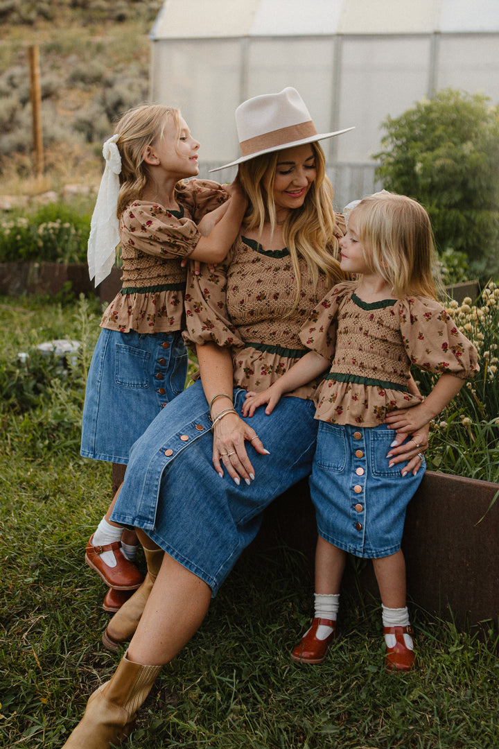 Roselyn Top in Tan Floral - FINAL SALE