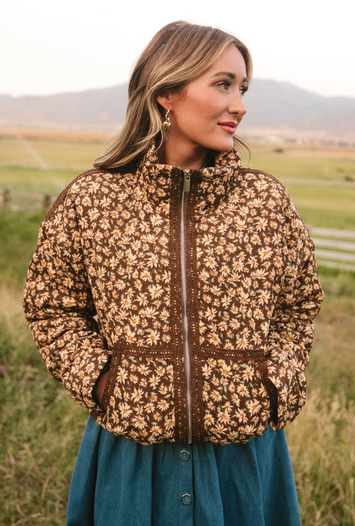 Tasia Jacket in Brown Floral - FINAL SALE